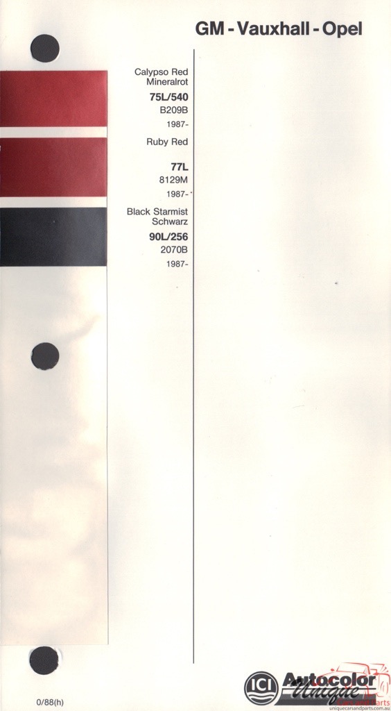 1987-1989 Opel Paint Charts Autocolor 2